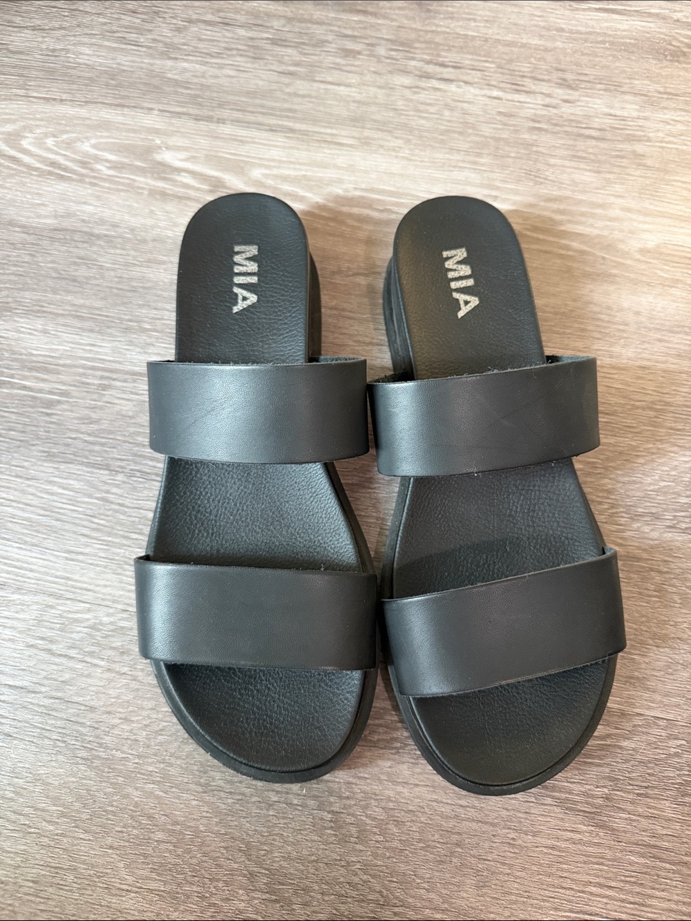 MIA Men’s Black Double-Strap Slide Sandals